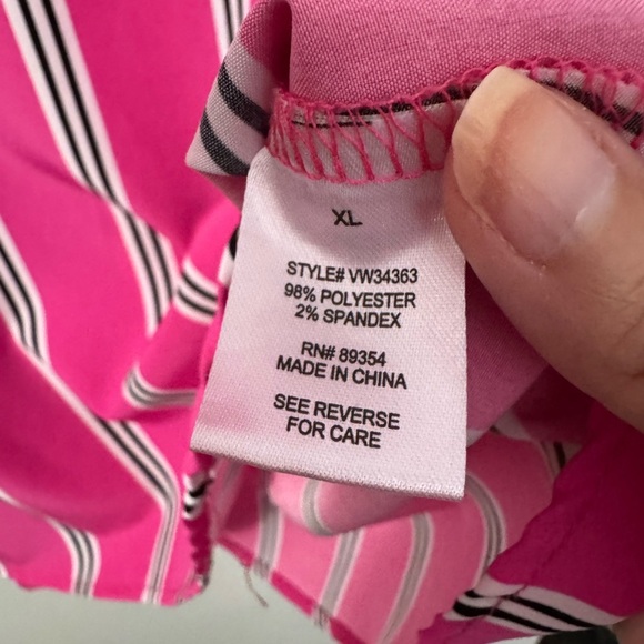 Adrienne Vittadini Striped Rolled Sleeve Blouse - Picture 3 of 4